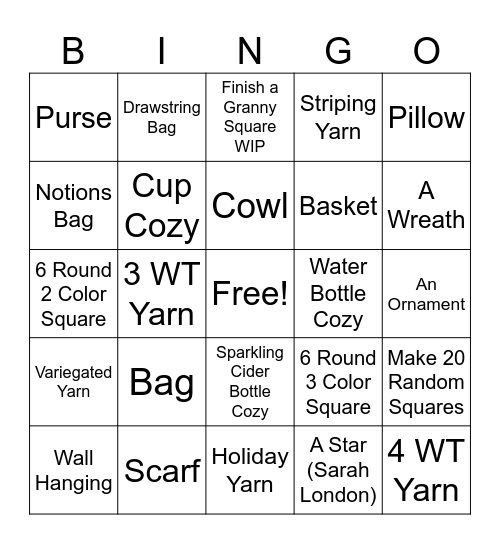 Make Granny Square Bingo Card