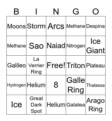 Neptune Bingo Card