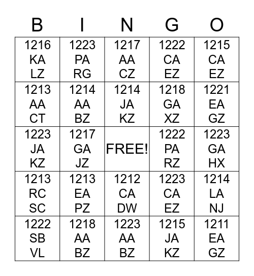 Postcode Bingo - Museum Hilversum Bingo Card