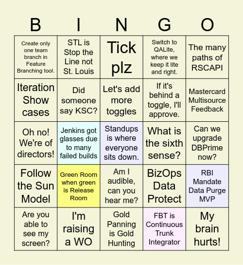 Sixth Sense Bingo Card