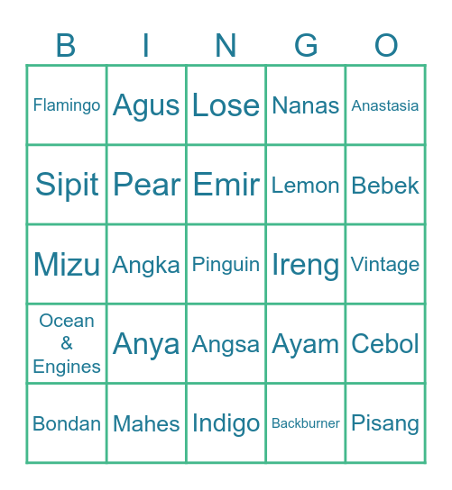 Angga Bingo Card