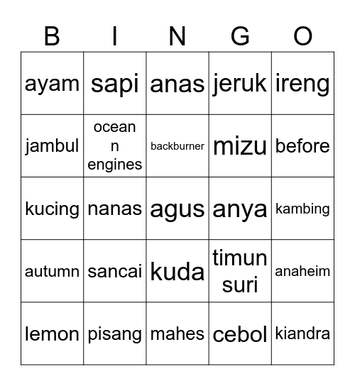Untitled Bingo Card