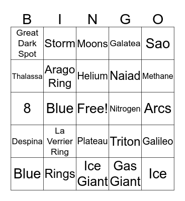 Neptune Bingo Card