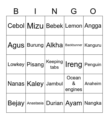 BINGO SAN Bingo Card