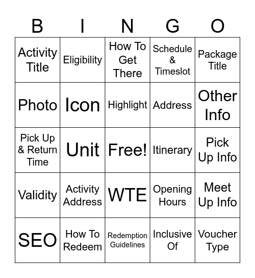 Content Consistency Bingo Card