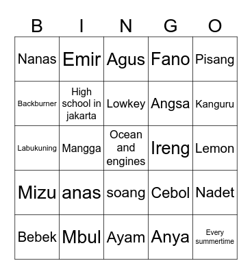 Untitled Bingo Card