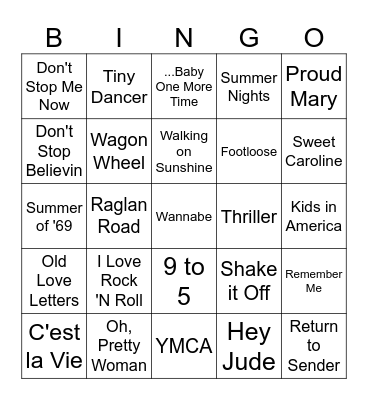 Music Bingo Card