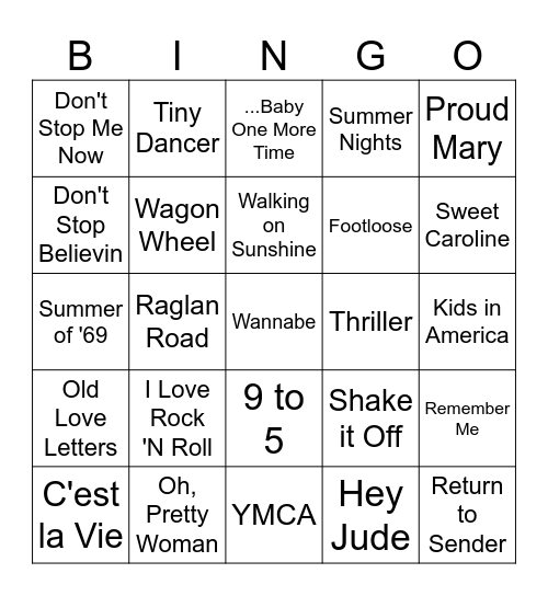 Music Bingo Card