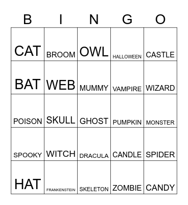 HALLOWEEN BINGO! Bingo Card