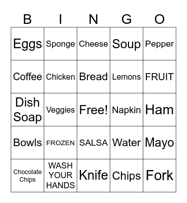 KITCHEN Bingo Card