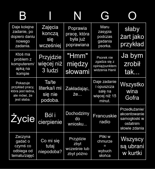 Liternictwo Bingo Card