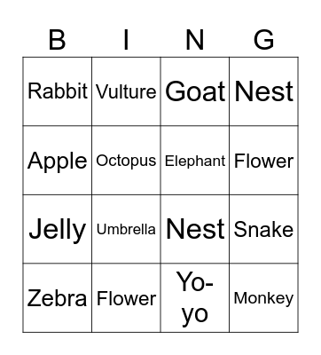 Alphabet Bingo Card