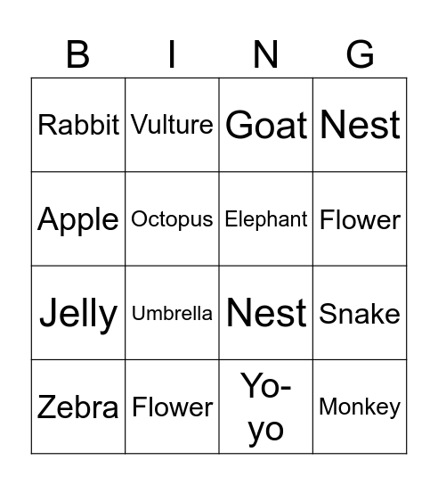 Alphabet Bingo Card