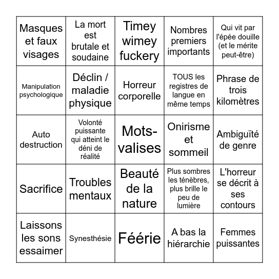 TextaZyl Bingo Card