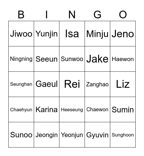 Kayina’s Bingo Card