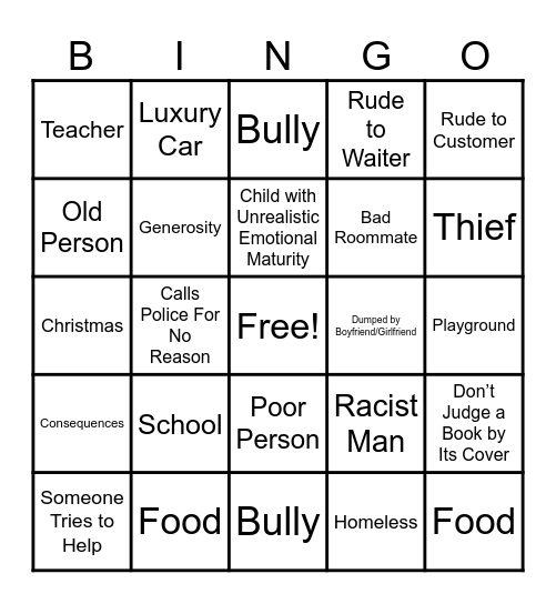 Dhar Mann Bingo Card