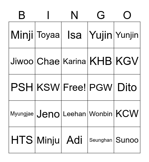 Punya Taesan Bingo Card