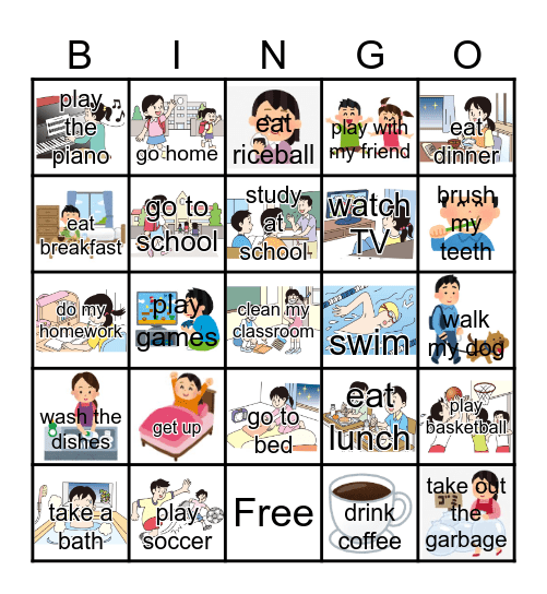 What time do you~? Bingo Card