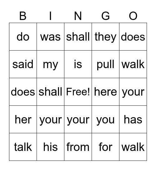 Review Trick Work BINGO Card