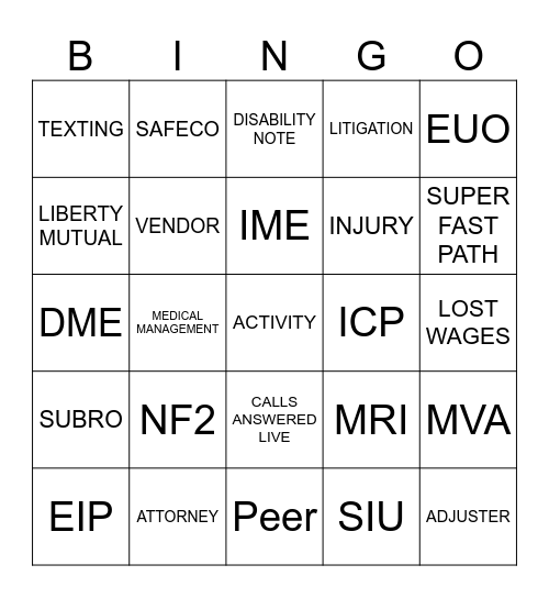 PIP BINGO Card