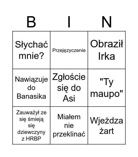 Bingo z Zenkiem Bingo Card