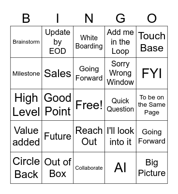CORPORATE Bingo Card