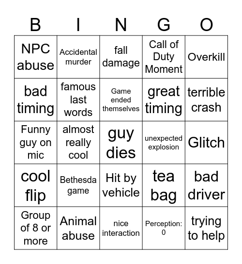 idiots playing games Bingo Card