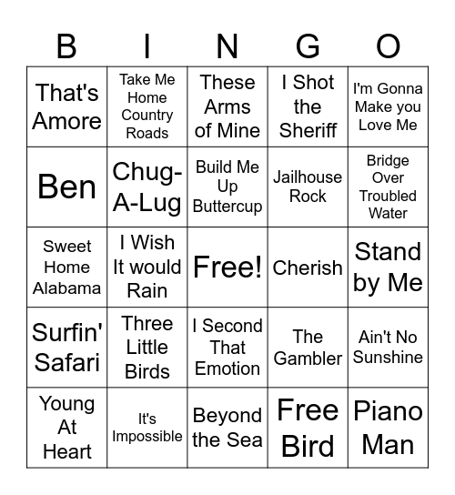 Music 1 Bingo Card