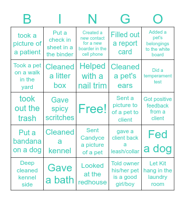 KENNEL TECH Bingo Card