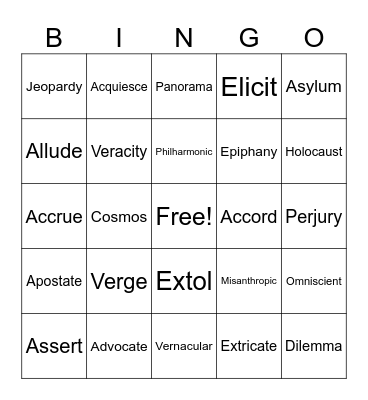Review Test 1 Bingo Card