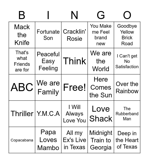 Music 3 Bingo Card