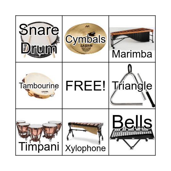 Percussion Bingo Card