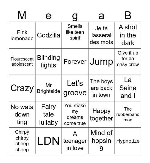 Marlin's Mega Bingo Card