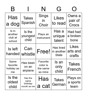 FBLA Get to Know You Bingo Card