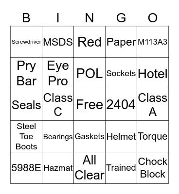 ORDNANCE Bingo Card