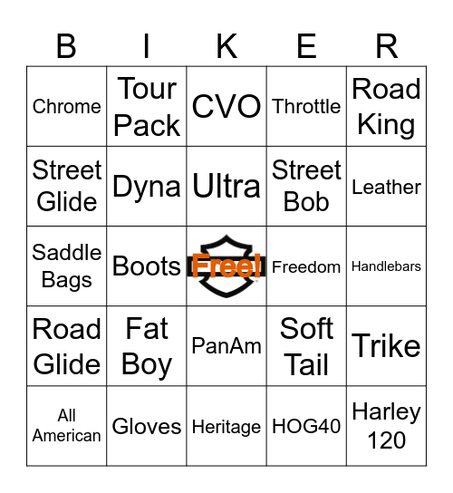 AAHD Biker Bingo Card