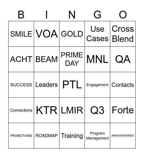 SDS EXR & LMIR Q3 Town Hall Bingo Card