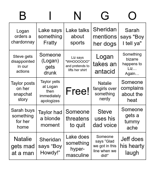 Hotel Vin Dungeon State Fair Bingo Card