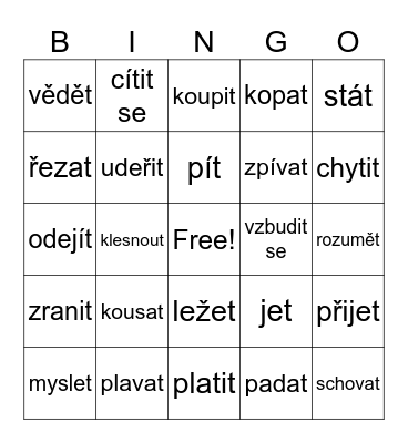 Irregular verbs Bingo Card