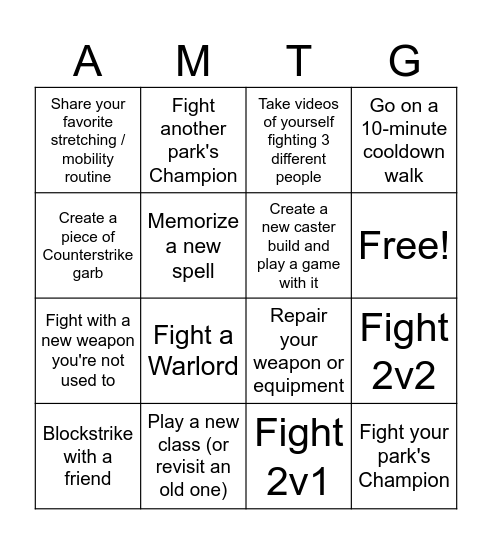 CounterStrike Bingo Card