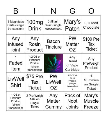 Weed Bingo Card