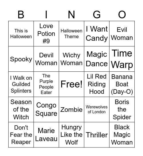 Halloween Bingo Card