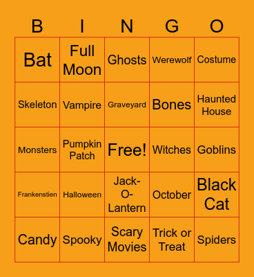 Halloween Bingo Card