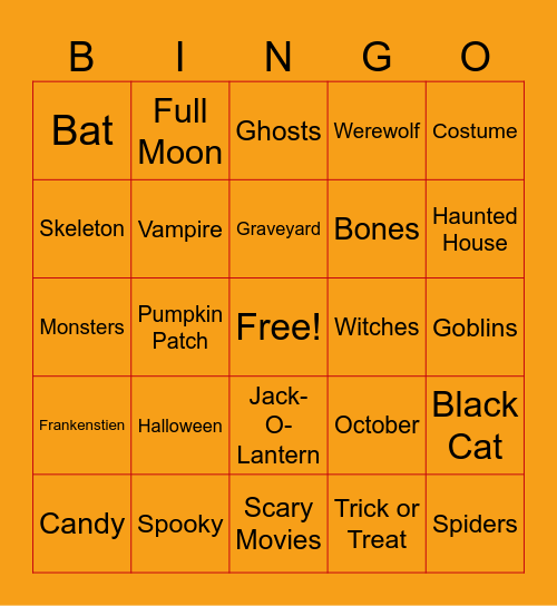 Halloween Bingo Card