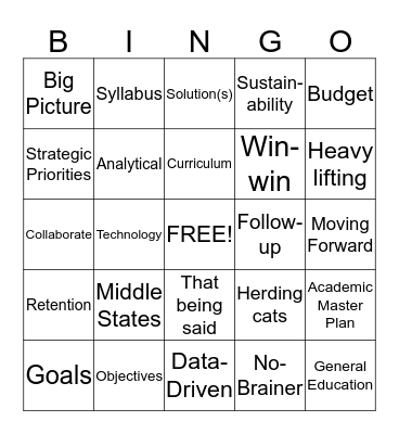 Buzzword Bingo!!! Bingo Card