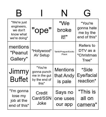 Dad Jokes by Andrew Bingo Card