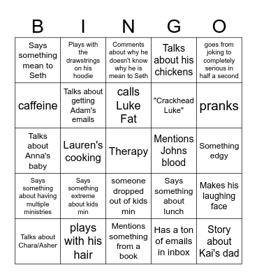 Robert Bingo Card