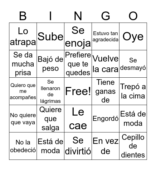 Capítulo 3 Español 2 Bingo Card