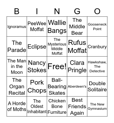 Middle Moffat Bingo!! Bingo Card