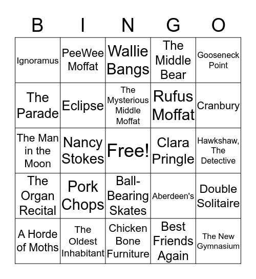 Middle Moffat Bingo!! Bingo Card